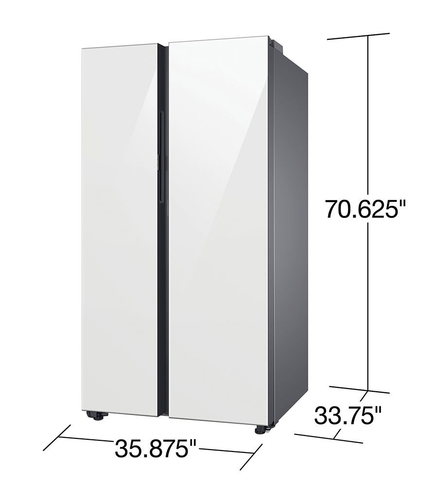  ADA Bespoke 28 Cu. Ft. White Glass Smart Side-By-Side Refrigerator With Beverage Center