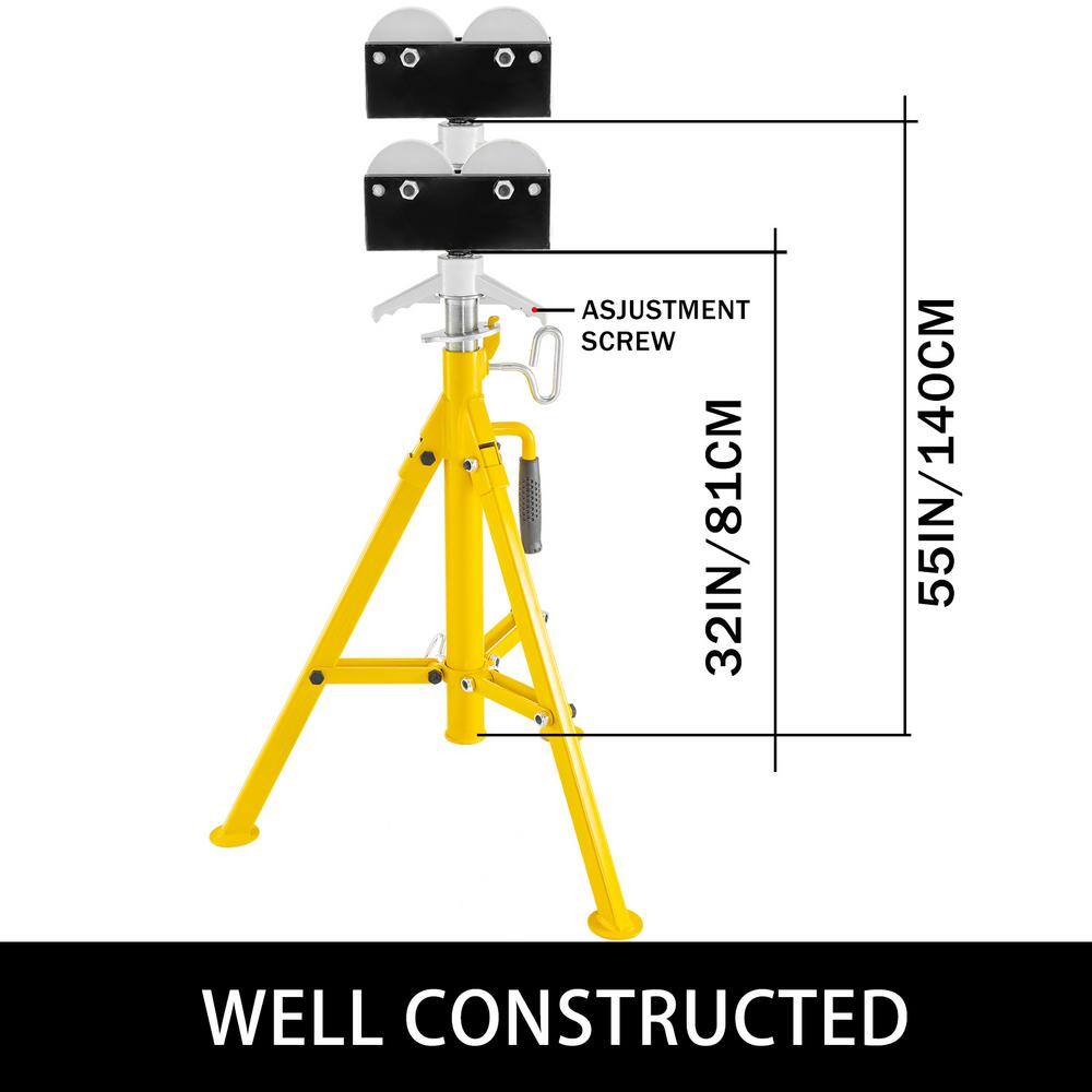 VEVOR 0.5-12 in. Roller Pipe Stand Adjustable Height 32 in. to 55 in. 2500 lbs. Capacity Jack Stands Folding Pipe Stand GJ1109GTTGJ000001V0