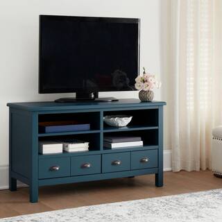 Home Decorators Collection Whitehaven Charleston Blue Wood TV stand with Adjustable Shelves and Two Drawers (45 in. W x 26 in. H) SK19334Br1-C