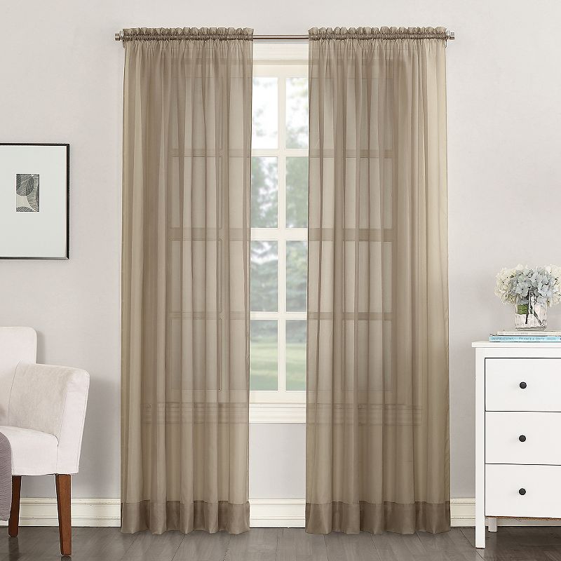 No. 918 Emily Solid Sheer Voile Rod Pocket Single Window Curtain Panel