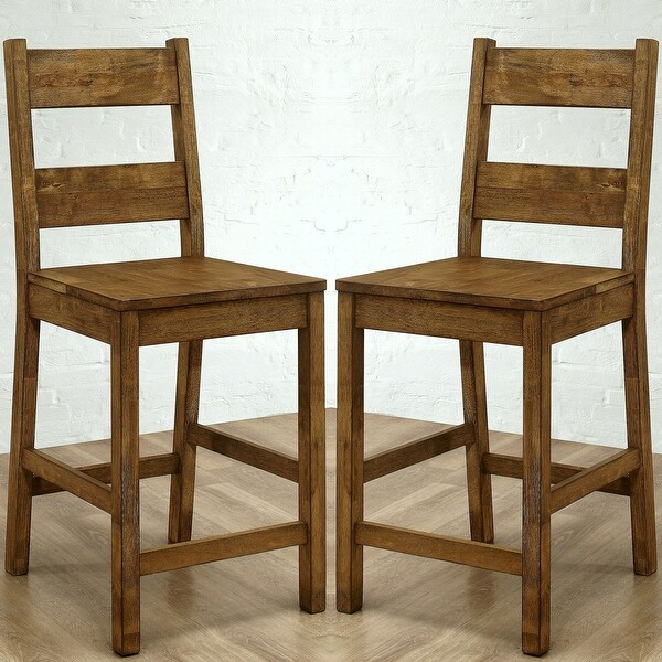 Rustic Mission Design Counter Height Ladder Back Dining Stools (Set of 2)