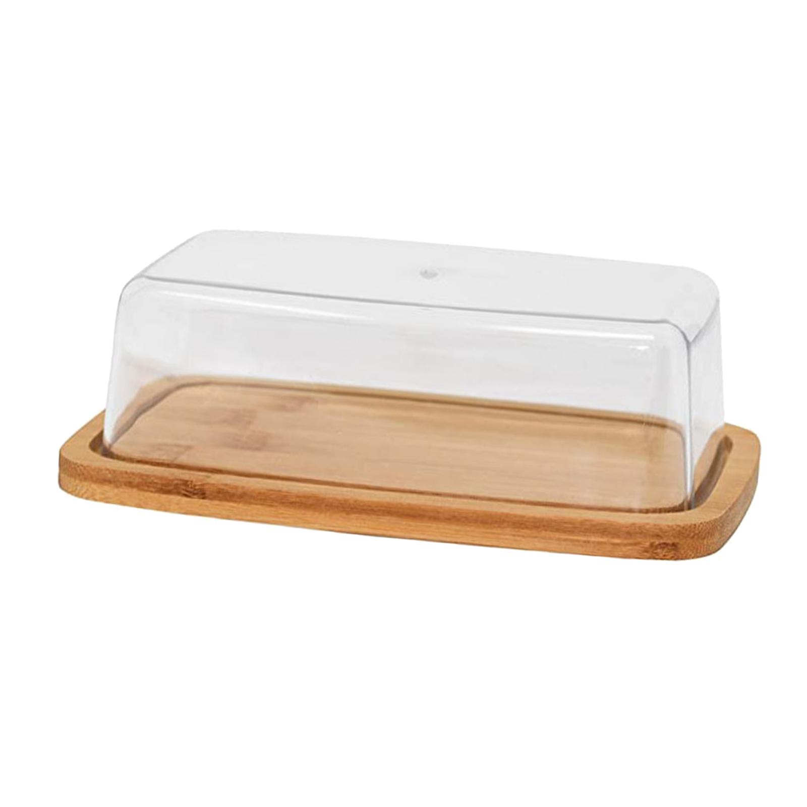 Square with Lid， Bamboo Butter Dish， Butter Dish with Lid， Butter Keeper， Glass Butter Dish， for Kitchen Refrigerators