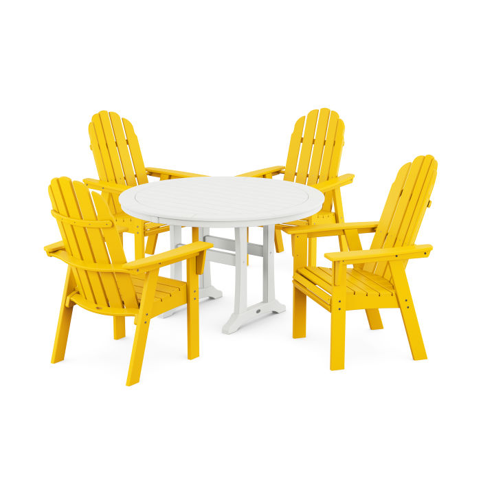 Polywood Vineyard Curveback Adirondack 5-Piece Nautical Trestle Dining Set PWS401-1