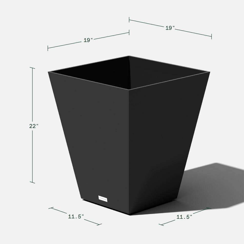 Veradek Nobleton 22 in. Square Black Plastic Planter NBV22B