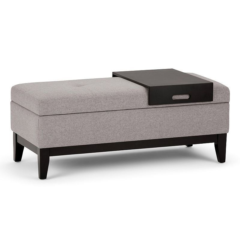 Simpli Home Oregon 2-piece Storage Ottoman and Tray Set