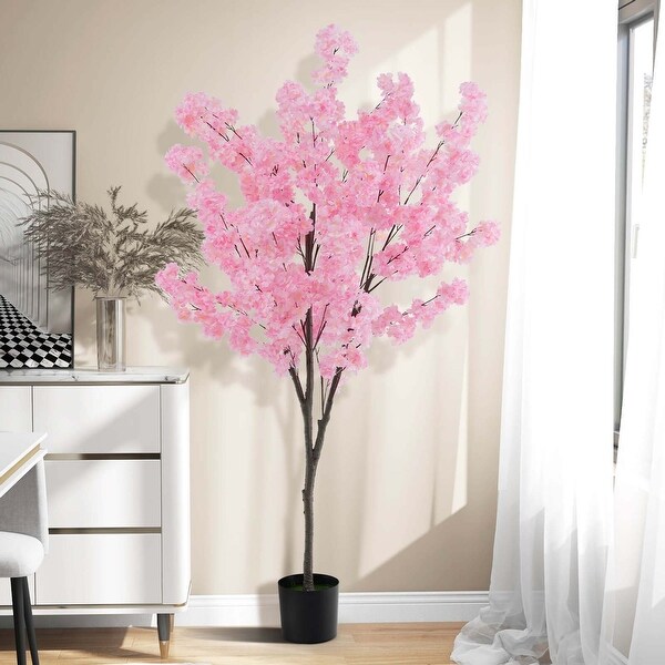 Costway 6.5 FT 1/2 PCS Tall Artificial Cherry Blossom Tree with 1170