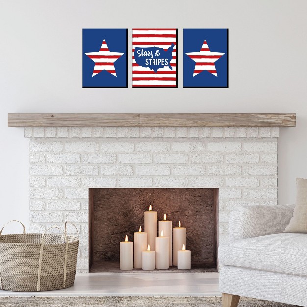 Big Dot Of Happiness Stars amp Stripes Patriotic Wall Art And American Flag Room Decor 7 5 X 10 Inches Set Of 3 Prints