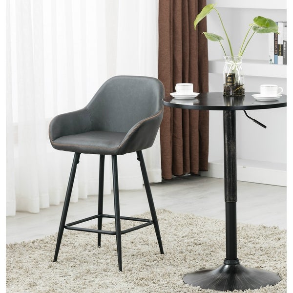 Bucket Upholstered Dark Accent Barstool Chair (Set of 2)