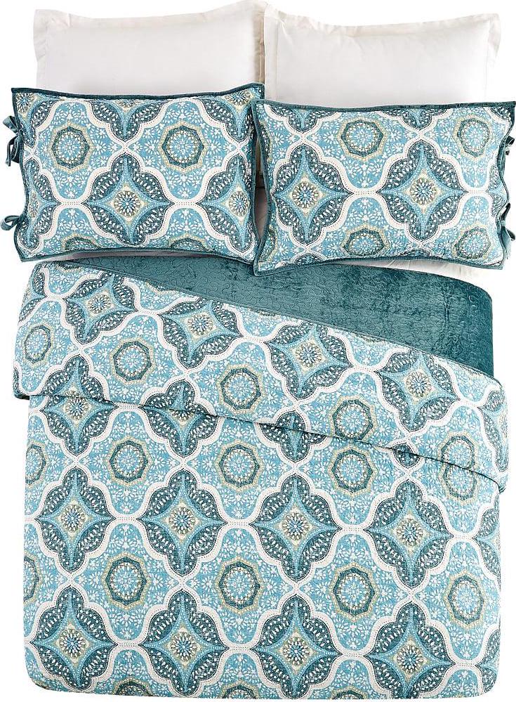 Better Homes and Gardens Aqua Velvet Medallion Quilt， Full/Queen