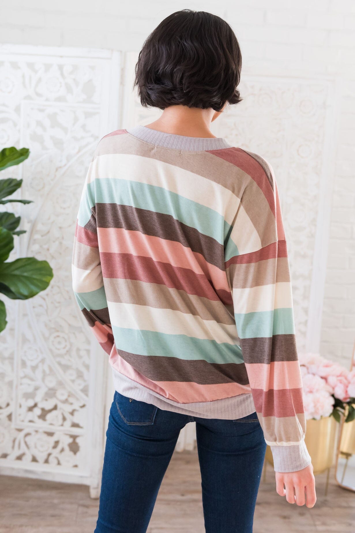 Full Of Hope Modest Striped Top