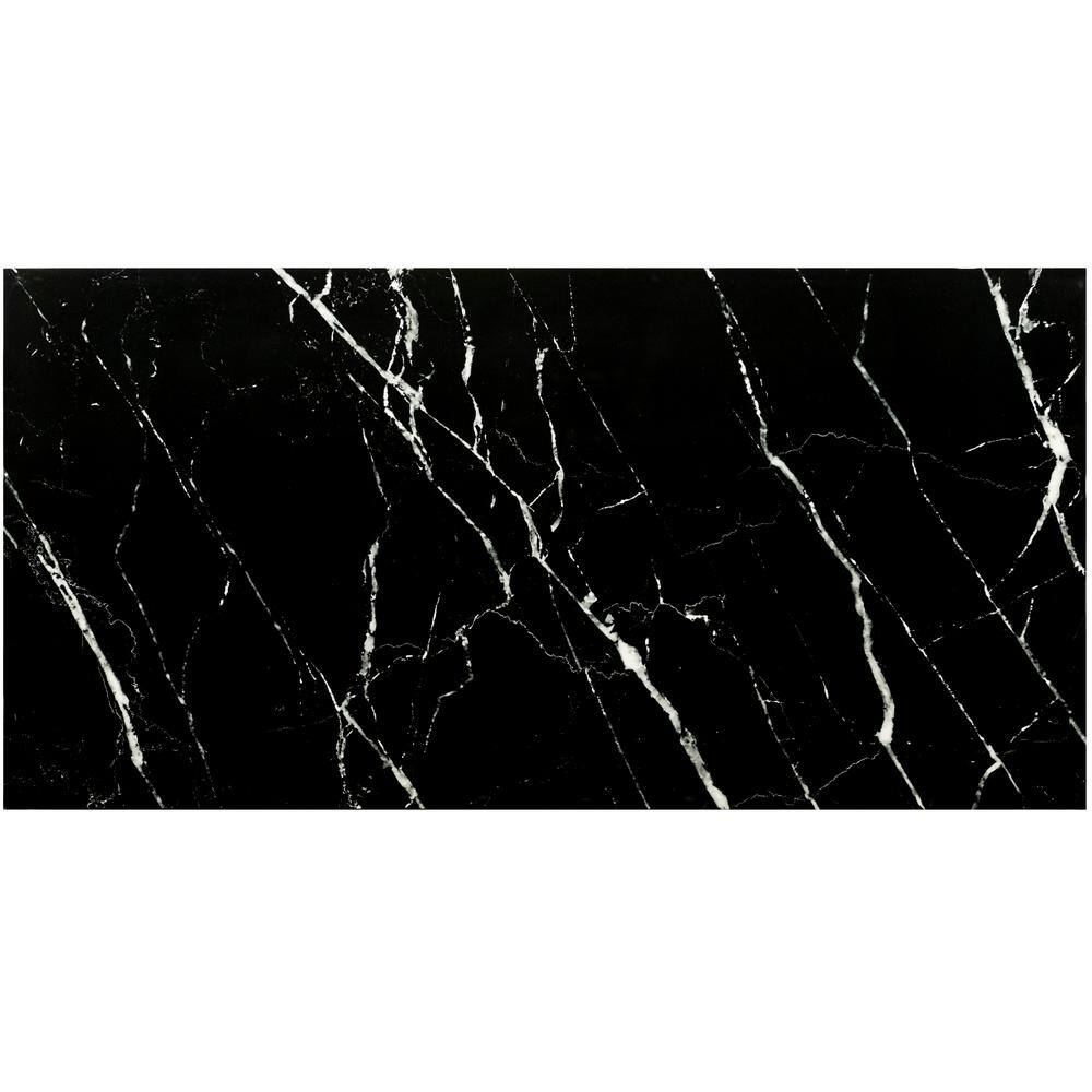 MSI Aashini Black 16 in. x 32 in. Polished Porcelain Floor and Wall Tile (14.20 sq. ft.Case) NHDAASBLA1632C