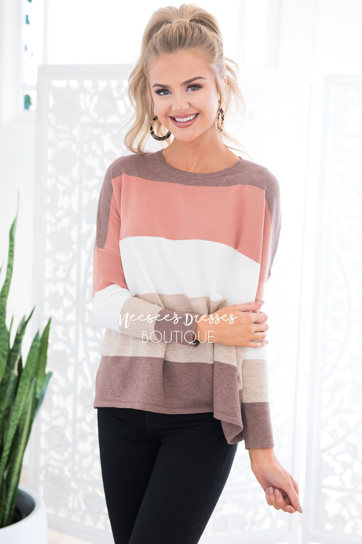 Hot Cocoa and Cream Block Sweater