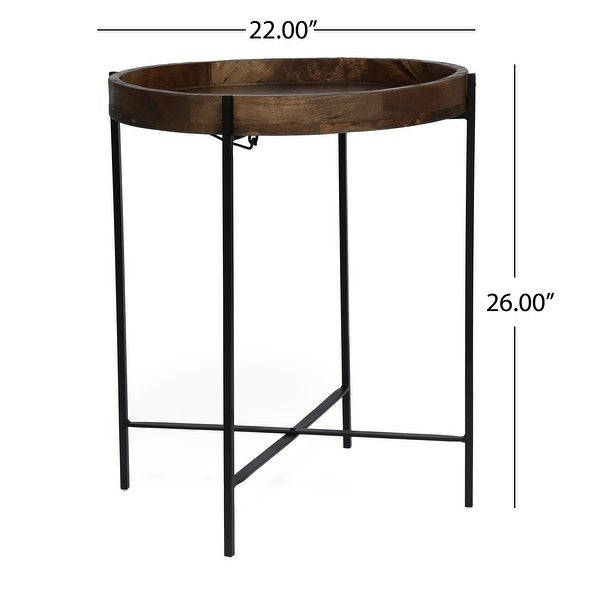 Tift Handcrafted Modern Industrial Mango Wood Folding Tray Top Side Table by Christopher Knight Home