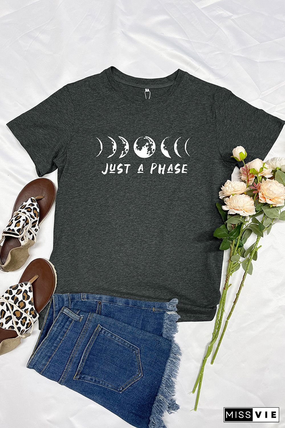 It's Just A Phase Moon Graphic T-Shirt Wholesale