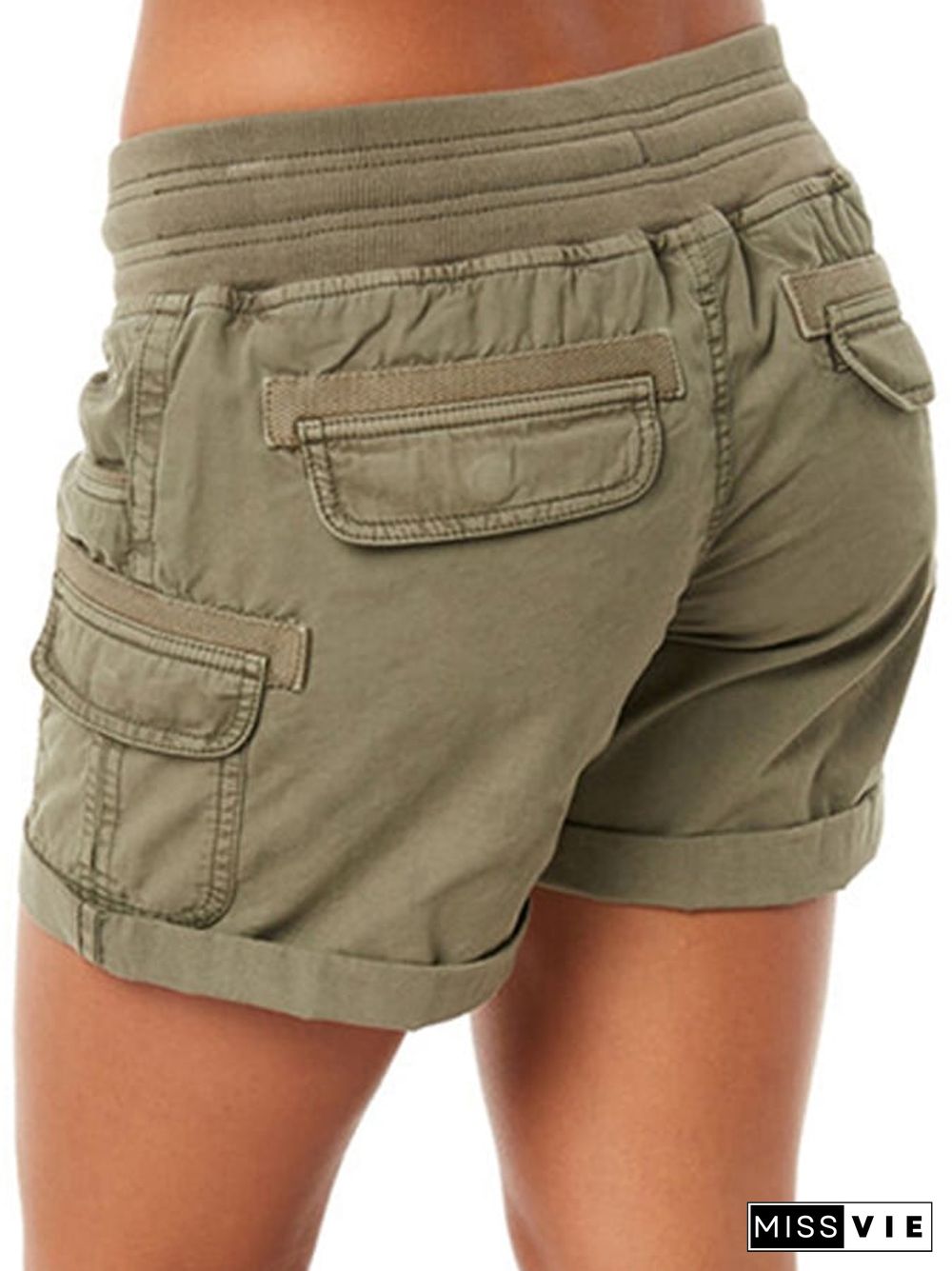 Women's Solid Color Cargo Shorts