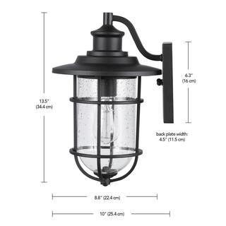 Hampton Bay Matte Black Modern Outdoor 1-Light Wall Sconce 44891