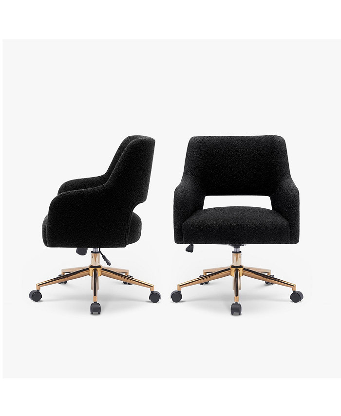 WestinTrends Mid-Century Modern Swivel Office Vanity Chair with Wheels (Set of 2)