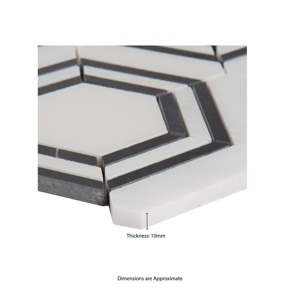 MSI Georama Nero 13 in. x 11 in. x 10 mm Polished Marble Mosaic Tile (9.9 sq. ft.  case) GEORAMA-NEROP