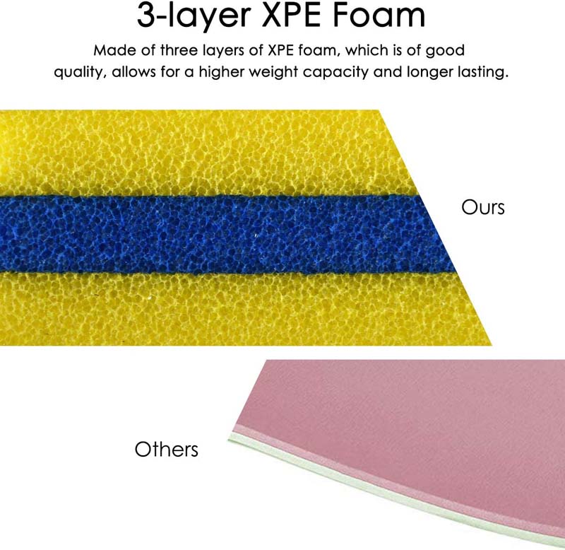 9 x 6 FT Floating Water Pad, 3-Layer XPE Foam Water Mat with Rolling Pillow, Floating Island for River Lake Ocean