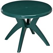 Outsunny Patio Dining Table with Umbrella Hole Round Outdoor Bistro Table for Garden Lawn Backyard， Green