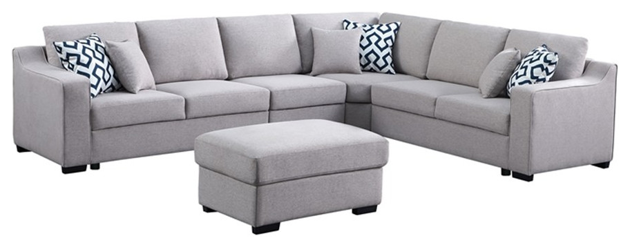 126 quotWide Fabric Modular Corner Sectional Sofa with Ottoman in Light Gray   Transitional   Sectional Sofas   by Excellent Group Inc  Houzz