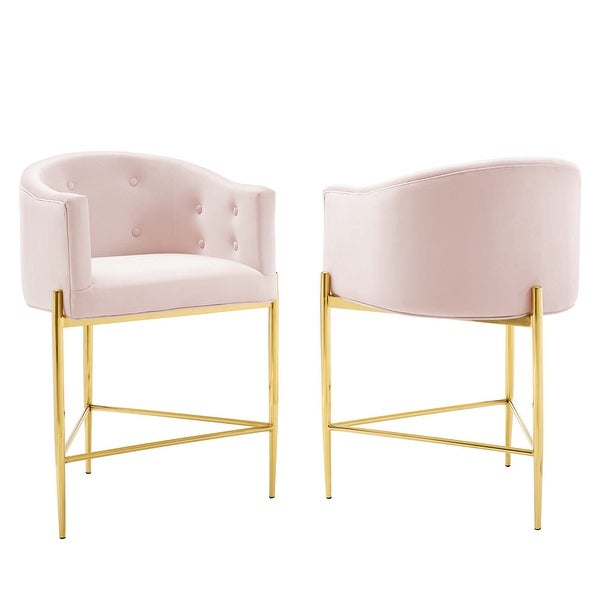 Modway Savour Tufted Performance Velvet Counter Stool Set of 2， Pink