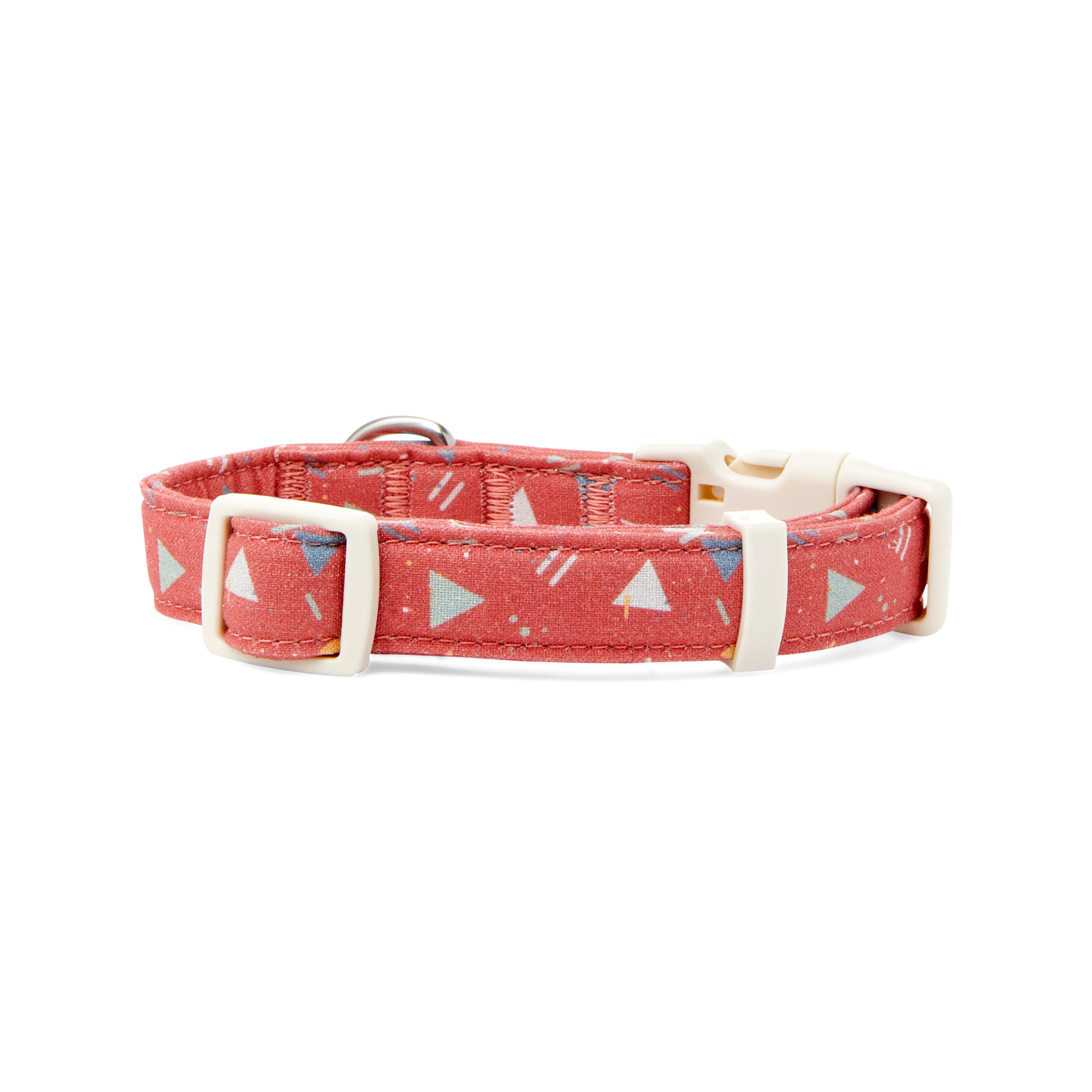 YOULY The Wanderer Red  Multicolor Triangle-Print Dog Collar， Small