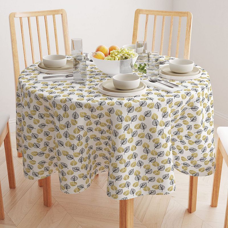 Round Tablecloth， 100% Polyester， 90 Round， Golden Leaves