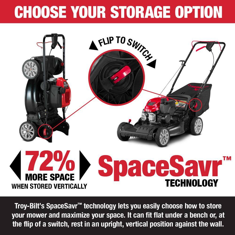 Troy-Bilt XP 21 in. 149 cc Vertical Storage Series Engine 3-in-1 Gas FWD Self Propelled Lawn Mower TB260 XP Space Saver