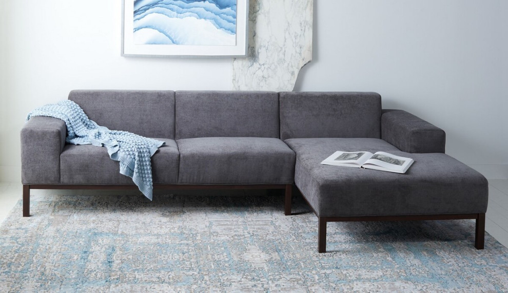 Mercado Mid Century Sectional RAF Steel Gray   Transitional   Sectional Sofas   by AED Luxury Home Decor  Houzz