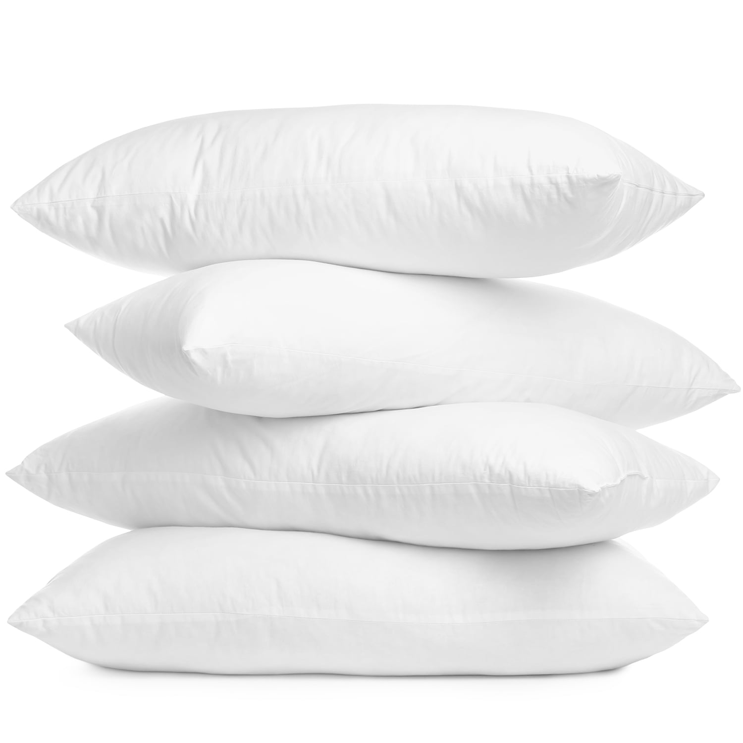 Hannah Linen Throw Pillows - 12 x 20 Pillow Insert Set of 4 - White Soft & Comfortable Square Pillows