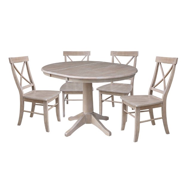 Gadgsetstore Roundextendable Dining Table With 4 X Back Chairs