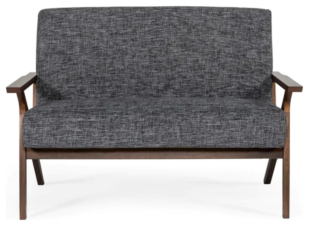 Rhett Mid  Century Walnut and Gray Loveseat   Midcentury   Loveseats   by V.S.D Furniture  Houzz