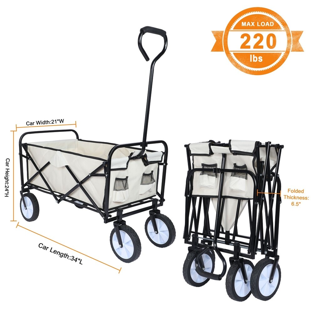 Foldable Utility Wagons Folding Cart 200 lbs Capacity for Outdoor Use