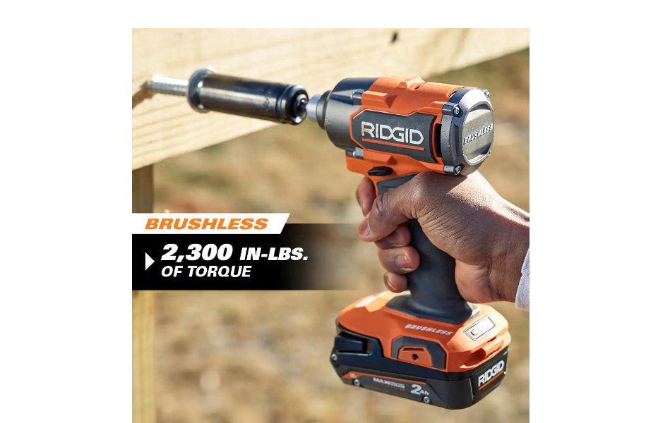 RIDGID R9225 18V Brushless Cordless 4-Tool Combo Kit with (1) 4.0 Ah and (1) 2.0 Ah MAX Output Batteries， 18V Charger， and Tool Bag