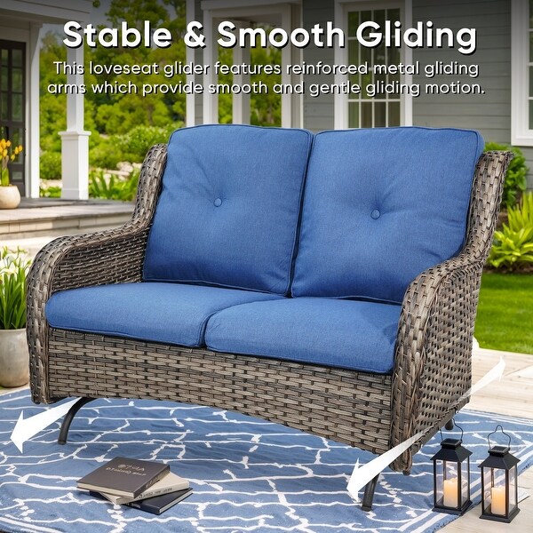 Outdoor Glider Sofa with Ottoman