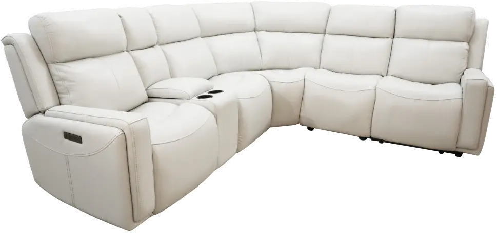 Stratus Ice White Leather-Match Power Reclining Sectional