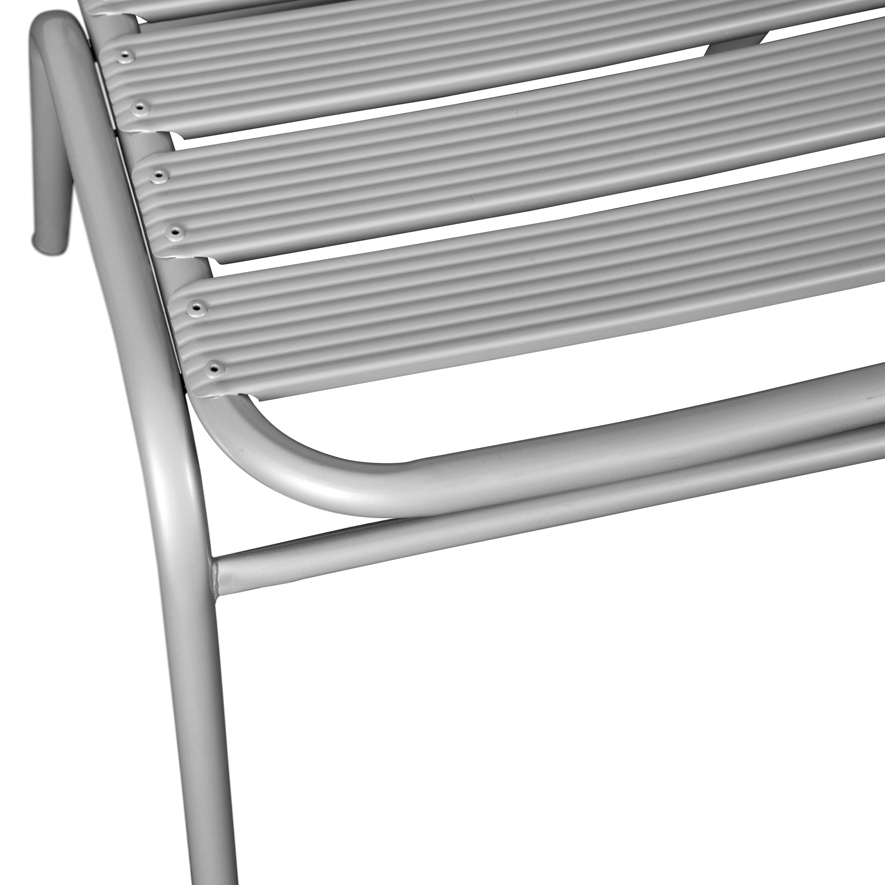 Flash Furniture Lila Commercial Silver Metal Indoor-Outdoor Restaurant Stack Chair with Metal Triple Slat Back