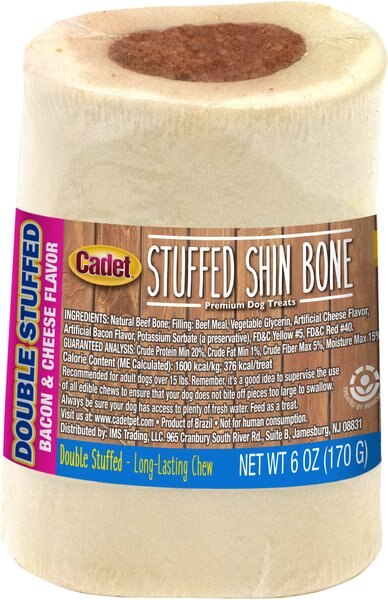 Cadet Double Stuffed Shin Bacon and Cheese Bones Dog Treats， Small