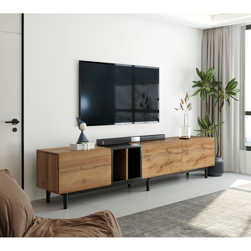 Modern TV Stand TV Console with Storage Cabinets for TVs up to 80\