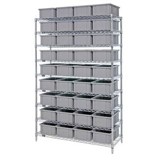 QUANTUM STORAGE SYSTEMS Millenia Gray 4-Tier Rust Proof Plastic Polymer Vented Industrial Shelving Unit (21 in. W x 62 in. H x 30 in. D) QP213062VS-4