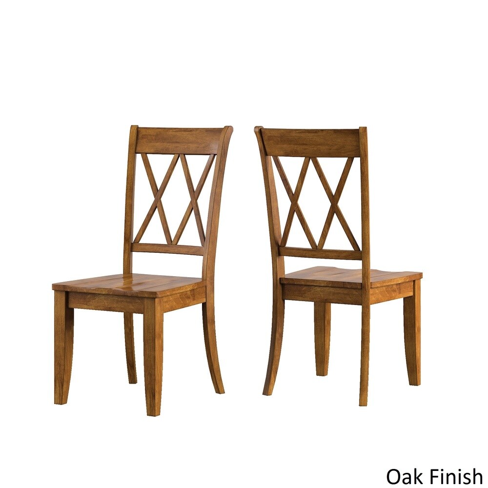 Eleanor Oak Solid Wood Oval Table and X Back Chairs 5 piece Dining Set by iNSPIRE Q Classic