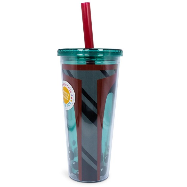 Silver Buffalo Star Wars Boba Fett Plastic Carnival Cup With Lid And Straw 24 Ounces