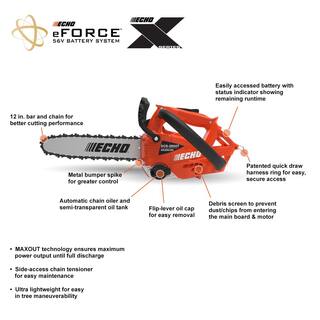 ECHO 59.8cc 2-Stroke Cycle Gas Chainsaw  eFORCE 56V Cordless Battery Chainsaw Combo Kit w 2.5Ah Battery and Charger(2-Tool) V-CABCAD