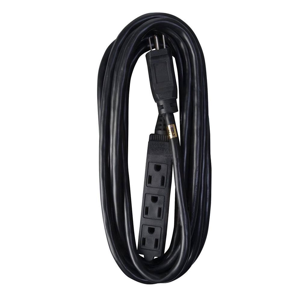 Southwire 15 ft. 143 SJTW Trinector Vinyl Outdoor Medium-Duty Extension Cord Black 35227408