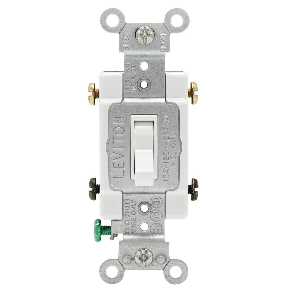 Leviton 15 Amp Single-Pole Toggle Framed 4-Way AC Switch White R52-54504-2WS