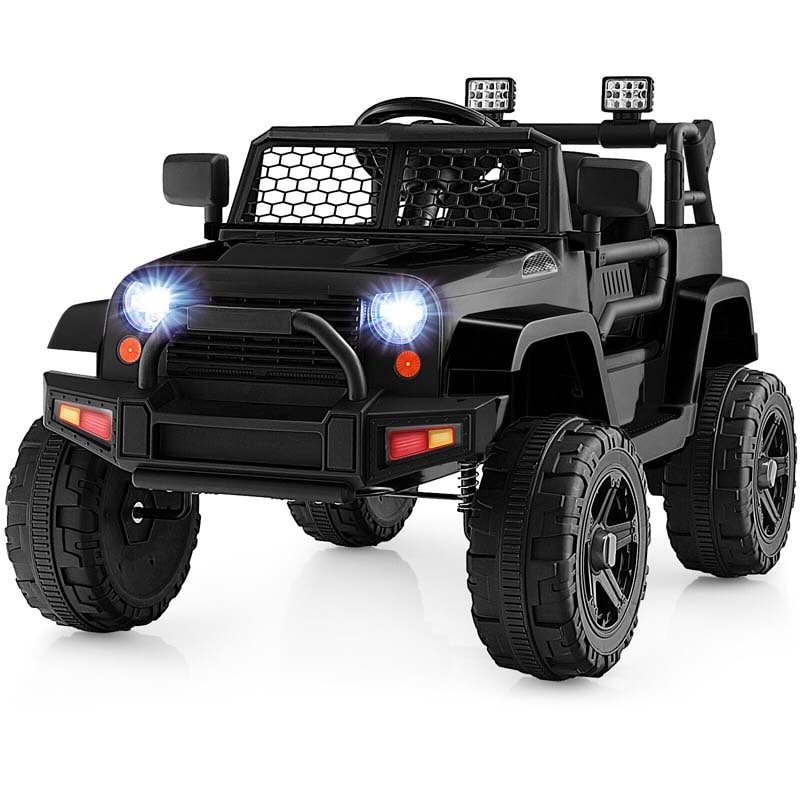 12V Kids Ride On Truck Car Battery Powered Electric Vehicle RC with Mesh Windshield & Bright Headlights