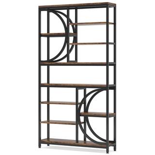 Tribesigns Earlimart 39.37 in. Wide Rustic Brown Engineered Wood 10-Shelf Etagere Bookcase Bookshelf with Open Storage Shelves TJHD-QP-0104