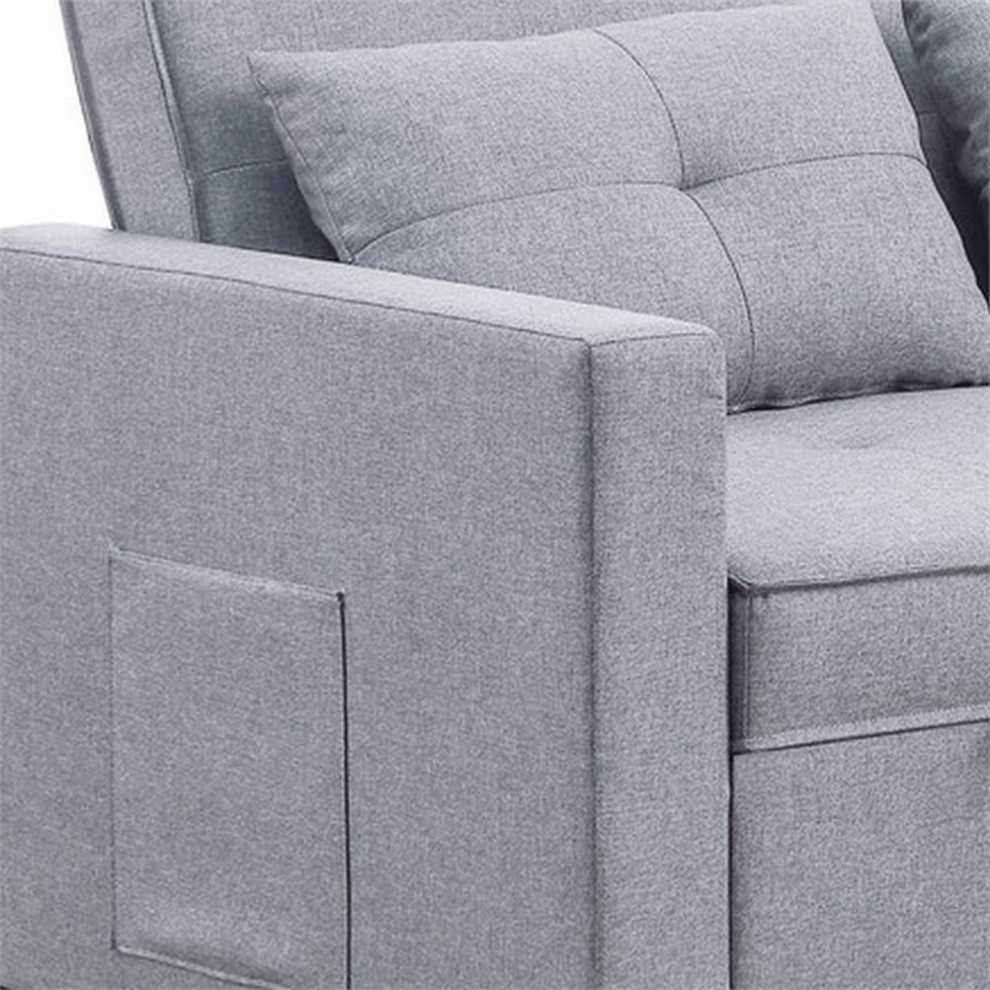 Benzara Jayce 56 quotFabric Convertible Sleeper Loveseat in Light Gray   Transitional   Loveseats   by Homesquare  Houzz