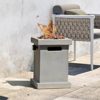 10 in. Patiorama Outdoor Square Concrete Gas Propane Fire Pit Grey Portable Tabletop PA-40